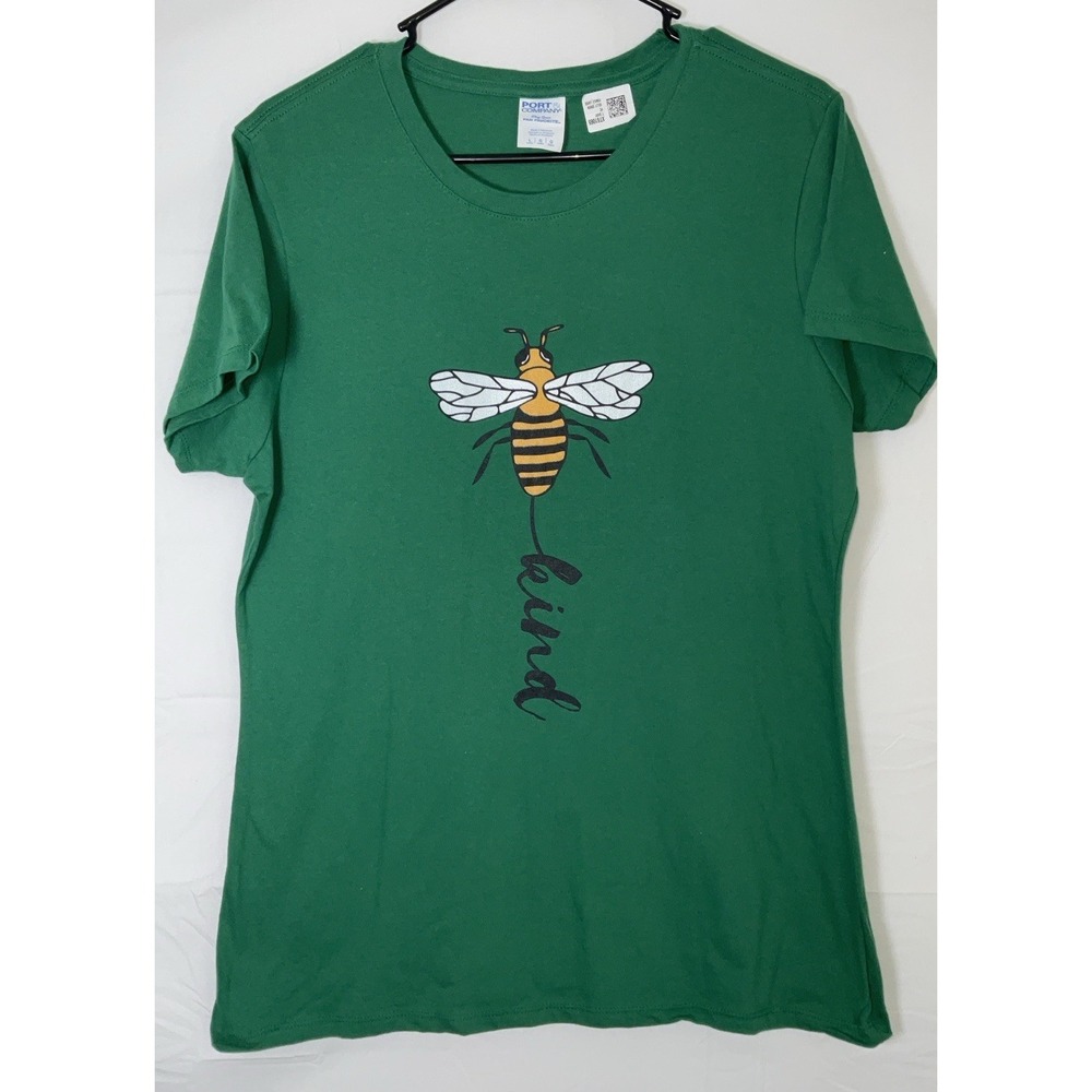 NWOT Women's Kelly Green Bee Kind Script Graphic Tee T-Shirt - Large